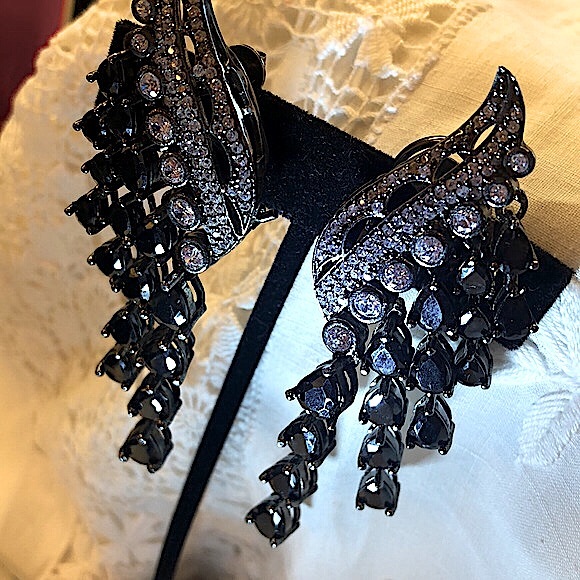 NWOT Gorgeous Black Spinel & White Sapphire Earrings- SOLD ON ANOTHER WEBSITE - Picture 4 of 6